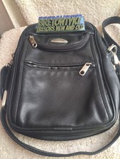 Bandoulière Sacoche vintage Samsonite MINSK BLACK label en cuir noir Ex état