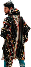 Alpaca Mens Poncho with Hood