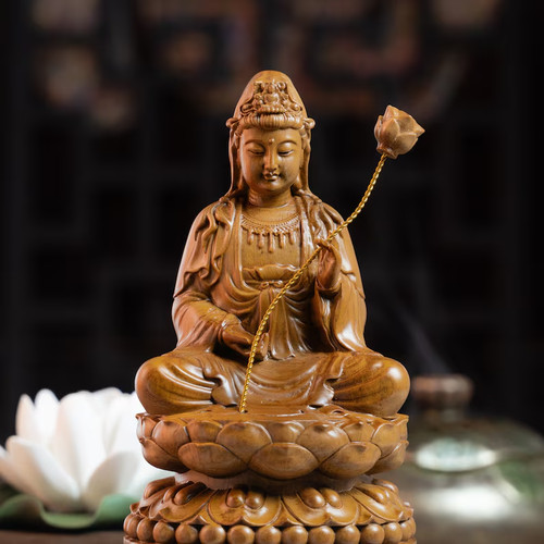 Wooden sitting guan yin - wooden,