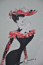 LITHOGRAPHIE GRAVURE ANCIENNE SIGNEE SEM REJANE ? ANTIQUE SIGNED ENGRAVING