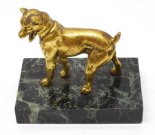 - JOLI PETIT CHIEN BRONZE /SOCLE MARBRE NOIR sans nom de sculpteur Paperweight D