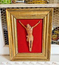 ANCIEN RELIQUAIRE CADRE  CRUCIFIX JESUS EN BOIS