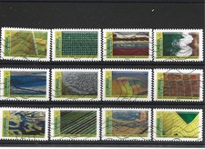 Serie complète France 12 timbres 2021 Mosaique de paysages oblitérés