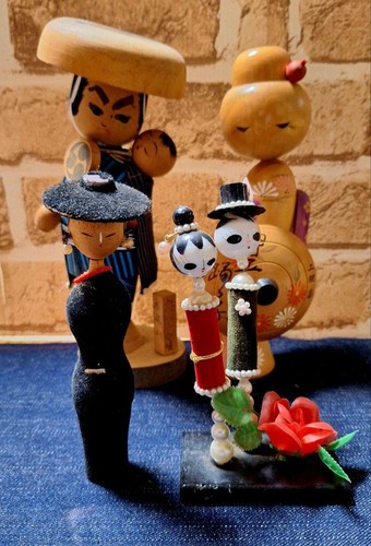 Kokeshi wooden doll set 4 - set,