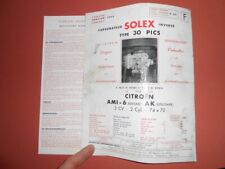 CARBURATEUR SOLEX 30 PICS Citroën ami 6 AK