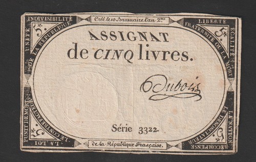 Assignat livres du - assignat, de
