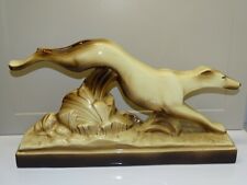 -JOLI ANCIEN SUJET CERAMIQUE ART DECO CHIEN LEVRIER Couleur MARRON/BEIGE 1940/50
