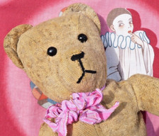 ANCIEN OURS en PELUCHE vers 1920, JOUET ANCIEN un peu usé mais très mignon!
