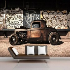 PAPIER PEINT 3D  VOITURE ANCIENNE  REVETEMENT MURAL HAUTE QUALITE 4 FINITIONS
