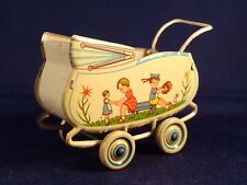 Ancien jouet petit landau tôle poupée enfant jeux fleurs W;Germany Distler GÖSO?
