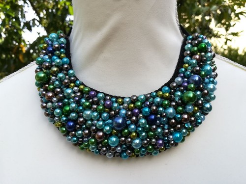 Collier bleu vert fait à - collier,