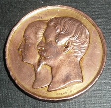 Ancienne médaille cuivre par Caqué, Napoléon III, Exposition Universelle 1855