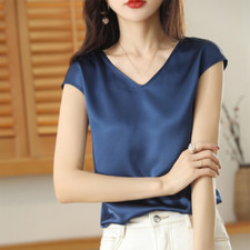 Femme Faux Soie Haut Chemise