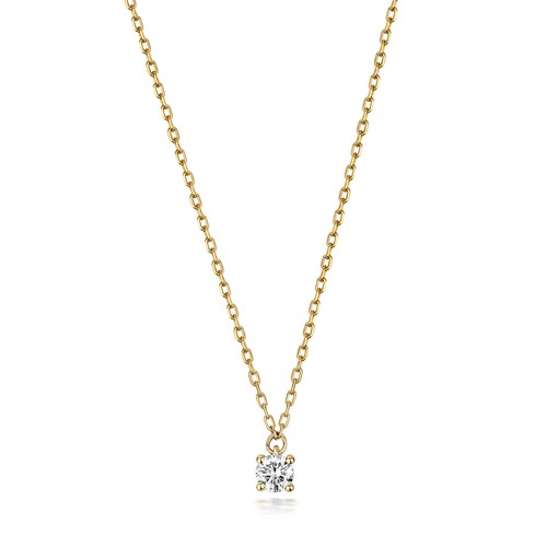 Collier solitaire diamant - , or