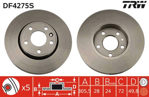 Disque frein avant trw - disque,