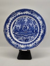 Assiette Vintage Moulin des Loups "Légende" Musiciens Asiatiques Camaïeu de bleu