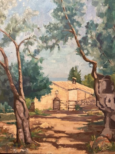 Huile sur toile signée villa - toile,