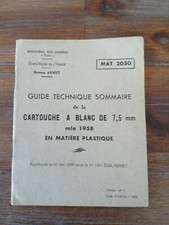 guide technique 1962 sommaire cartouche à blanc 7,5 mm mle 1958 armée Etat-major