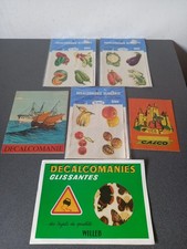LOT VINTAGE DECALCOMANIES WILLEB ET JESCO LEGUMES BATEAUX PAPILLONS OISEAUX...