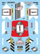 Renault Alpine A110 Macadam Tour de Corse 1/20 Décalcomanie