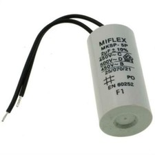 Condenasateur Miflex Starting / Capacité moteur 2µF 450V 25x51mm Cable 10cm 2µF