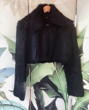 Veste Courte En Fourrure De Lapin Fourrure Noire Neuf Morgan 38 M