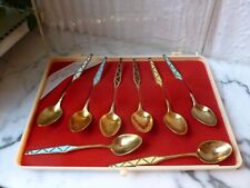 DENMARK ELA Sterling 925, vermeil émaillé 8 Cuillères MOKA, danoises