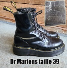 Dr MARTENS "Jadon" Plateforme taille 39 UK6 cuir noir semelles compensées 2