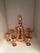 service a liqueur verre emaille Monaco des années 50 une carafe et 7 verres