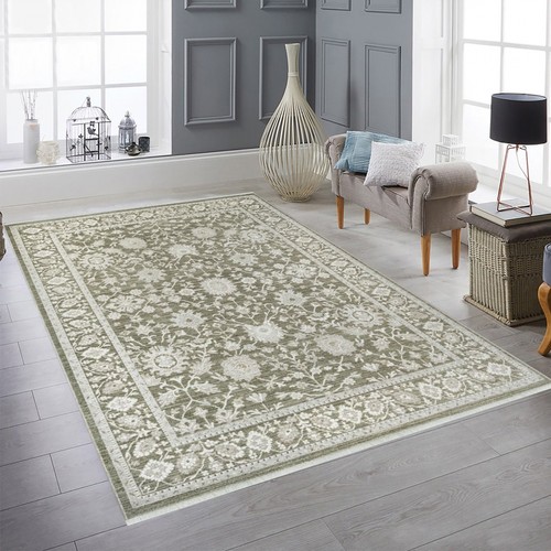 Tapis vert beige vintage