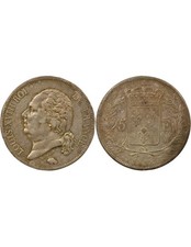 France Louis XVIII - 5 Francs Argent, Buste Habillé - 1818 B Rouen