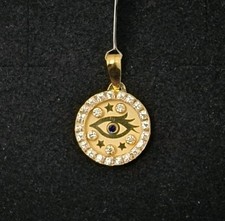 Pendentif Or 18K 750 Mls. Oeil Turc Avec Étoiles Et Zirconias. 13,3 MM.
