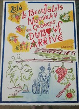 BEAUJOLAIS NOUVEAU 2014 LITHOGRAPHIE ORIGINALE SIGNEE JACQUES VILLEGLE RIVES 