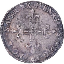 France, Henri IV, 1/4 Écu de Navarre, 1602, Saint-Palais, Argent, TB+