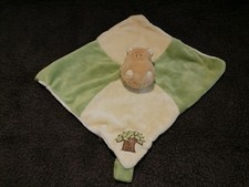 doudou plat hippopotame Hippoum Baboum et Zamba vert beige arbre Noukie's