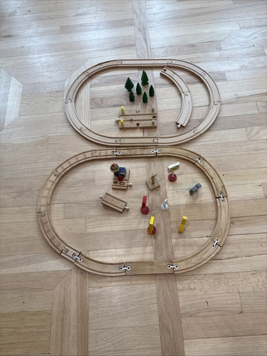Wooden train set with tracks - wooden,