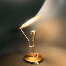 Lampe de table abat-jour cône laiton fait main : bureau art déco réglable cad...