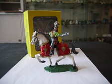 FIGURINE ELASTOLIN OUGEN MOYEN AGE CAVALIER SEIGNEUR ROUGE ET VERT + BOITE