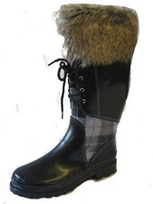 Bottes En Caoutchouc Noires Pour Femmes Spot On Avec Fourrure Synthétique X1108