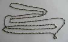 Ancienne chaine collier sautoir de montre gousset en argent massif 141cm