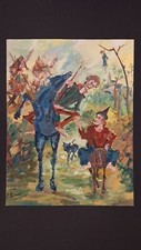 TABLEAU PEINTURE  DON QUICHOTTE ET SANCHO PANZA / MOULIN A VENT   (Décoretout31)
