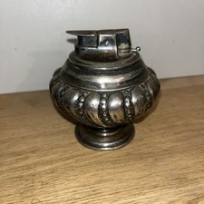 Ancien Briquet de Table Ronson Crown en Métal Argenté Accessoire Fumeur Vintage