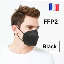 Lot 10 Masques FFP2 Noir Adulte protection triple Épaisseurs KN95 jetable France