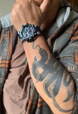 Montre Sport Homme Double Affichage Chronographe Étanche Bracelet Bleu et Orange