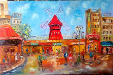 LE MOULIN ROUGE PARIS ART TABLEAU PEINTURE PIGALLE SIGNE JUMEAUX JEAN PIERRE