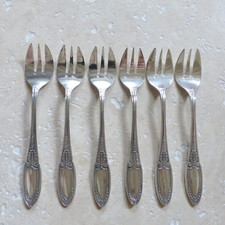 6 FOURCHETTES à HUITRES ERCUIS modèle EMPIRE métal argenté couverts 13,5 cm .