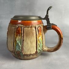 DUMLER & BREIDEN chope à bière céramique allemange couvercle étain Haut.~11cm