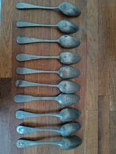 Cuillieres lot étain 10 pieces anciennes à potage soupe