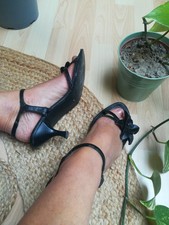 sandalette à talon fleur chaussures noir sandales lanière été femme