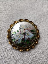 Ancienne broche émaux de Limoges - Bijoux Laurent - Art Déco 